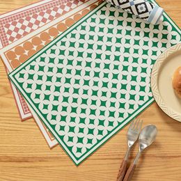 Table Mats Brand Placemat Rectangle Retro Leather Heat Insulation Mat Western Restaurant Home Kitchen Accessories