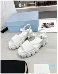 Casual Shoes Brushed Leather Sandals Summer Platform Slipper Designer Women Round Open Toe 2024