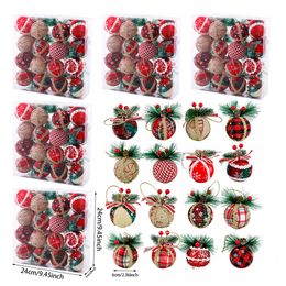Other Event Party Supplies 6cm Christmas Wrapped Cloth Ball for Christmas Tree Ball Plaid Cloth Ball Christmas Ball Bubble Ball Hanging Home Decor 230831
