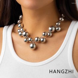 Pendant Necklaces HANGZHI Fashion Exaggerated Metal Large Bead Necklace Vintage Punk Choker Party Personality Jewelry For Women Girls