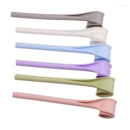 Disposable Cups Straws 6 Pcs Colorful Silicone One Click Open Reusable Suction Straw Tableware Washable Snap Kitchen Accessories