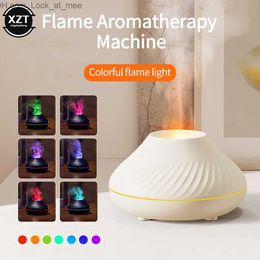 Humidifiers Volcanic Flame Aroma Diffuser Essential Oil Lamp 130ml USB Rechargeable Portable Humidifier with Color Night Light Fragrance Ho Q230901