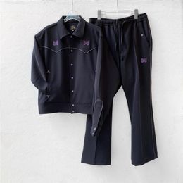 Men's Pants Butterfly Embroidered AWGE Trousers Inside Tag Label NEEDLES PIPING COWBOY Men Women Sweatpants