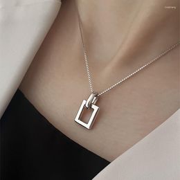 Pendant Necklaces Arrival Hollow Geometric Square Necklace For Women Silver Color Fashion Personalized Banquet Collar Trendy Jewelry