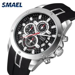 Quality Brand Silicone Quartz Watches Men Night Light Display SMAEL Watch Sports Waterproof Alloy Wristwatches308a