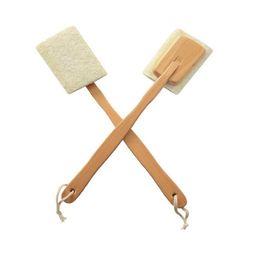 Loofah scrub scrub back massage exfoliator detachable creative long handle solid wood bath body cleanser brush301R