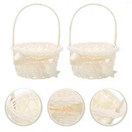 Jewelry Pouches 2pcs Gift Basketss Artificial Rattan Weaving Flower Storage Decorative