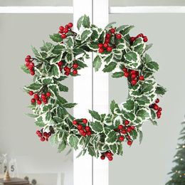 Decorative Flowers Simulation Christmas Wreath Door Hanging Ornament Garland Outdoor Garden Decoration 2024 Year Pendant