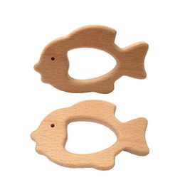 Wooden Fish Shape Teethers Nature Baby Teething Toy Organic Wood Teething Holder Nursing Baby Teether Soothers