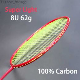 Badminton Rackets Super Light 8U 62-67g Professional Full Carbon Badminton Racket Ultralight Raquette 22-30 LBS Z-Speed Force Free String Bag Q230901