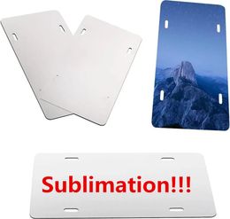 DHL Arts and Crafts 3 Sizes Sublimation License Plate Decoration Blank White Aluminium Billboard Four Holes DIY Heat Transfer Coating Advertising Sheet