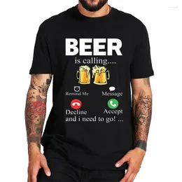 T-shirt da uomo Camicia da uomo La birra sta chiamando Ricordami messaggio Rifiuta Accetta Stampa Magliette di marca T-shirt di moda Top Tee