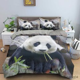Bedding sets Panda Bedding Set 3D Printed Animal Duvet Cover Twin Full Double Supking Sizes Bed case 2/3Pcs R230901