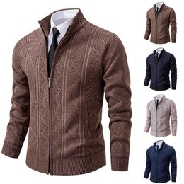 Men's Sweaters Mens Cardigan Jackets Coats Autumn And Winter Solid Hatless Zipper Warm Knitted Coat Wool Jacket For Men Top 230831