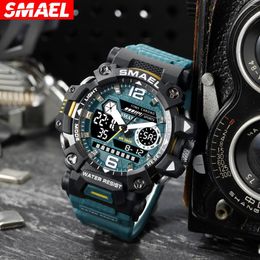 Wristwatches 2023 Men Watches Luxury Man Military Watch Smael 8072 Waterproof Big Dial Fashion Led Backlight Sport Digital For