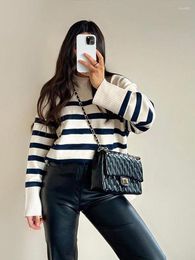 Women's Sweaters Elengant Stripe Knitted Sweater Female Fashion Turtleneck Long Sleeve Pullover 2023 Women Autumn Elegant Oversized Jumpers