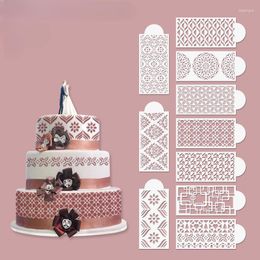 Baking Moulds 10pcs Fondant Cake Stencils Mesh Embossing For Decorating Plastic Spray Mould Wedding Cookies Chocolate Drawing Painting