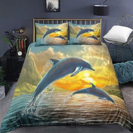 Bedding sets Dolphin Landscape Duvet Cover Animal Pattern Forest Scenery Bedding Sets With Case 2/3Pcs For Home Textile