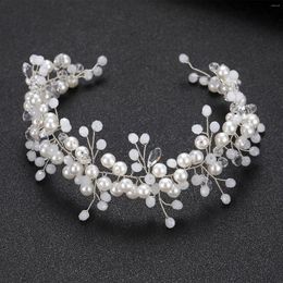 Hair Clips Wedding Headband Bridal Crown For Women Fashion Tiaras And Headdresses Beads Pearl Hairband Elegant Crystal Jewelry