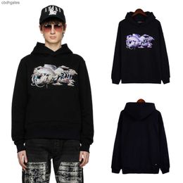 Fantasy Sweaters Hoodies Amiirii Mens Fashion Designer Clothes 23ss Purple Script Logo Black Hoodie