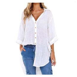 Women's Tanks Casual Women Lace-Up Button Lapel Shirt Loose Side Knotted Long Sleeve Top Fashion Blouse 2023 T For Y2k