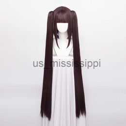 Cosplay Wigs ccutoo Synthetic Chocola NEKOPARA Cosplay Wig Chocolate Heat Resistant Hair Chip Ponytails 120cm Wig Cap x0901