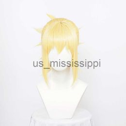 Cosplay Wigs ccutoo Synthetic Hair Kohaku Anime DrStone Cosplay Wig Golden Ponytail Heat Resistance Costume Wigs Free Wig Ca x0901