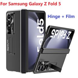 Electroplate For Samsung Galaxy Z Fold 4 5 3 Fold3 Fold5 Case Hard Stand Hinge Protection Film Screen Cover