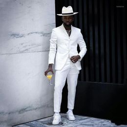 Men's Suits & Blazers White Custom Men For Wedding Groom Tuxedo Groomsmen Man Blazer Jacket Pants Costume Homme 2Piece Slim305i