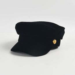 Berets USPOP Arrival Vintage Solid Color Sboy Cap For Women Stylish Black Velvet Octagonal Hat Flat Top Visor Caps
