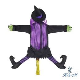 New Arrival Hot Selling Outdoor Decoration Props Glowing Witch Happy Halloween Climb Tree Garden Ornament Plush Doll Toy