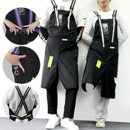 Aprons Trendy Beauty Aprons Waterproof Apron For Women And Men Coffee Shop Hairdresser Slit Overall Chef Adjustable Nail Salon Apron 230831