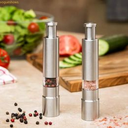 Manual Stainless Steel Thumb Push Salt Pepper Spice Sauce Grinder Mill Muller Stick Kitchen Tools BBQ Accessories Supplies
