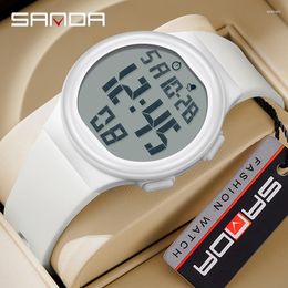 Wristwatches Sanda Top Brand Fashion Soft TPU Strap Big Screen Military LED Digital Movement Waterproof Alarm Clock Sports Stop Watches