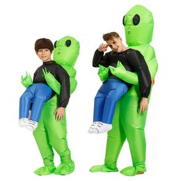 Kids Adult ET Alien Inflatable Costume Anime Suits Dress Mascot Halloween Party Mascot Costumes for Man Woman Boys Girls