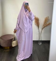 Ethnic Clothing Jilbab 2 Piece Set Muslim Women Hijab Dress Prayer Garment Full Cover Abaya Long Khimar Ramadan Arab Gown Abayas Sets