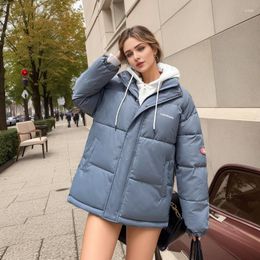 Women's Trench Coats Little White Hat 2023 Winter Thickened Warm Leave Two Piece Cotton Coat Fat MM Korean Loose Hooded