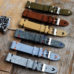 Watch Bands High Quality Suede Leather Vintage Straps Blue Watchbands Replacement Strap for Accessories 18mm 20mm 22mm 24mm 230831