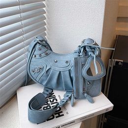 Netizen Texture Trend Personalized Motorcycle 2023 New INS Fashion Rivet Casual Women's Shoulder Bag 60% Off Outlet Online