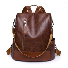 School Bags Women's PU High Capacity Outdoor Travel Leisure Dual Use Fashion Polychrome Multifunctional Backpack