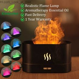 Humidifiers Kinscoter Aroma Diffuser Air Humidifier Ultrasonic Cool Mist Maker Fogger Led Essential Oil Flame Lamp Difusor Q230901