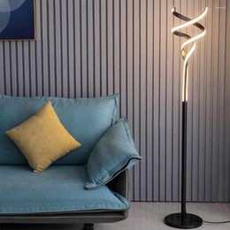 Floor Lamps Modern LED Strip Lamp Minimalist Bedroom Bedside Black White Lights Living Room Sofa Study Reading Fixtures