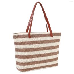 Evening Bags Sandproof Large Capacity Straw Stitchwork Fashion Gym Holiday With Zipper Beach Tote Daily Inner Pockets Women Handbag Travel