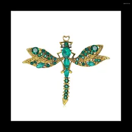 Jewellery Pouches Crystal Brooch Dragonfly Pin Vintage Rhinestone For Women Party Wedding Gift Green