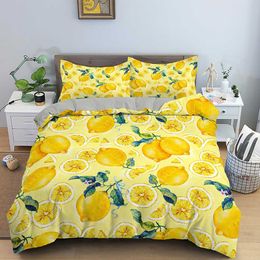 Bedding sets Fruit Print Bedding Set Duvet Cover With Zipper Closure Quilt Cover With case Multiple Sizes Home Textiles