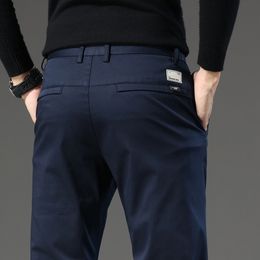 Men's Pants Premium Men's 97%Cotton Casual Pants Fashion All Match Straight Slim Fit Business Work Pants Black Blue Khaki Men Trousers 230831