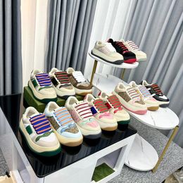 Screener Designer Shoes Vintage Sneaker Platform Sneakers Men Canvas Rubber Trainers Red Green Women Shoe Suede Trim Lace-Up Printing Fabric Trainer 02