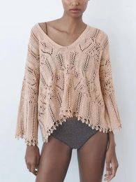 Women's Sweaters KHALEE YOSE Bohemain Knitted Sweater Pullover Handmade Crochet Spring Autumn Chic Vintage Boho Ethnic Women Streetwear