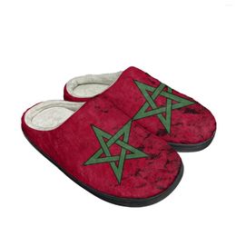 Slippers Moroccan Flag Home Cotton Custom Mens Womens Sandals Morocco Plush Bedroom Casual Keep Warm Shoes Thermal Slipper