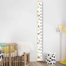 Decorative Figurines Children Height Growth Charts Wall Hanging Ruler Nordic Canvas Measure Chart For Kids Room Nursery Home Decoration